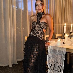 12th Tribe Sold Out Black Lace Halter Dress NWT